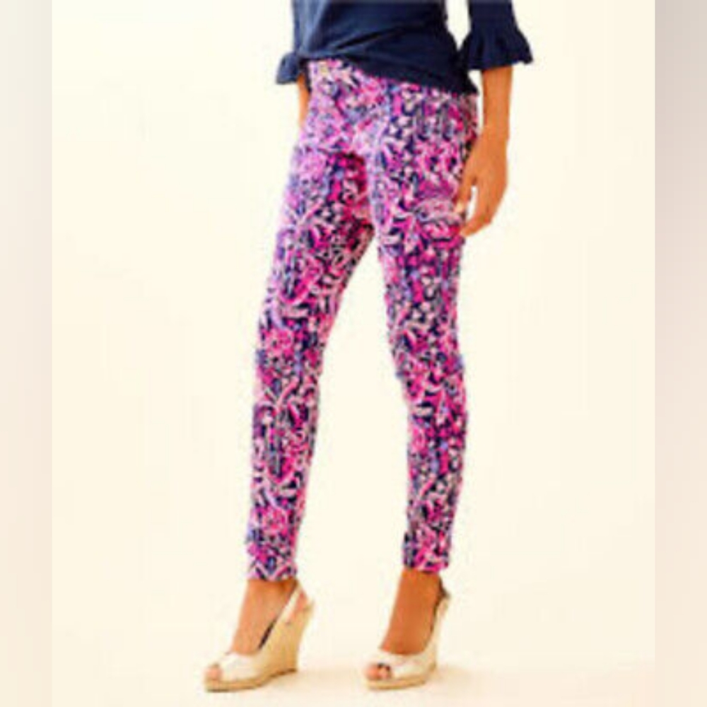 Lilly Pulitzer Pink & Navy Skinny Pants